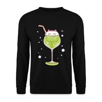 Gin cat ginglass kitty drink celebrate party - Unisex Sweatshirt - black - Front - Alina (178cm) & Michal (187cm)