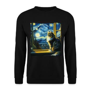 Maine Coon Starry Night - Unisex Sweatshirt - black - Front - Alina (178cm) & Michal (187cm)
