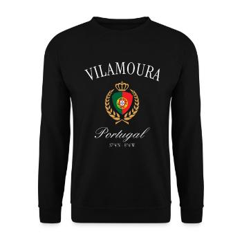 Vilamoura Portugal Wappen Krone – Reise Souvenir - Unisex Pullover - Schwarz - Vorne - Alina (178cm) & Michal (187cm)