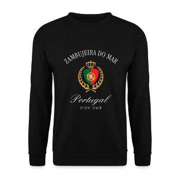 Zambujeira do Mar Portugal Wappen – Reise Souvenir - Unisex Pullover - Schwarz - Vorne - Alina (178cm) & Michal (187cm)