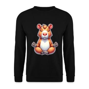 Capybara Yoga Meditieren - Unisex Pullover - Schwarz - Vorne - Alina (178cm) & Michal (187cm)