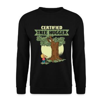 Ecologist Ecology Certified Tree Hugger - Unisex Sweatshirt - black - Front - Alina (178cm) & Michal (187cm)