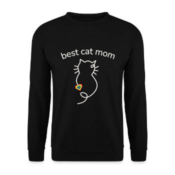 Best Cat Mom Rainbow Colors Heart Minimalist - Unisex Sweatshirt - black - Front - Alina (178cm) & Michal (187cm)