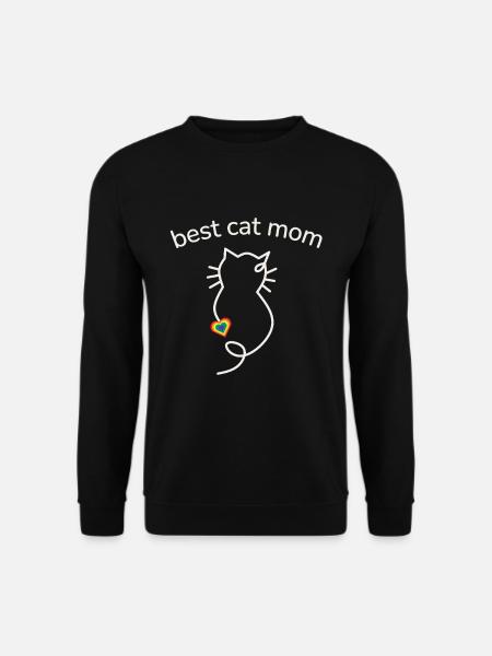 Best Cat Mom Regenbogenfarben Herz minimalistisch - Unisex Pullover - Schwarz