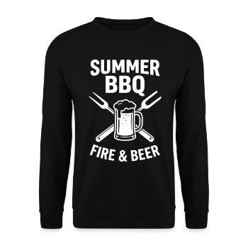 Summer BBQ Fire and Beer Grillmeister Outfit - Unisex Pullover - Schwarz - Vorne - Alina (178cm) & Michal (187cm)