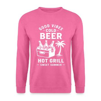 COLD BEER HOT GRILL SWEET SUMMER - Unisex Pullover - Pink - Vorne