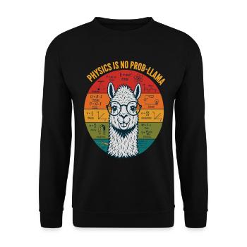 Physics Is No Prob-Llama Physics Teacher Shirt - Unisex Sweatshirt - black - Front - Alina (178cm) & Michal (187cm)