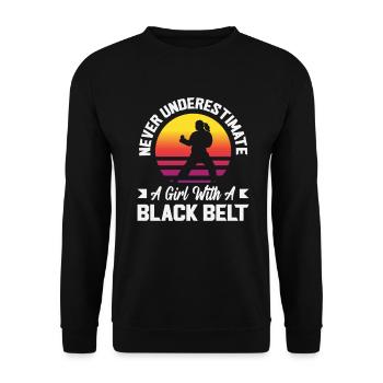 Fille Retro ceinture noire de Karaté Arts Martiaux - Sweat-shirt Unisexe - noir - Devant - Alina (178cm) & Michal (187cm)