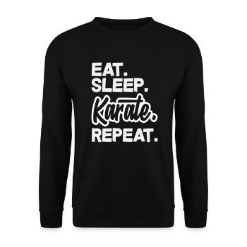 Mange, Dors, Karaté Répétez l’entraînement aux arts martiaux. - Sweat-shirt Unisexe - noir - Devant - Alina (178cm) & Michal (187cm)