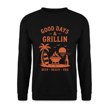 Good Days and Grillin Beer Beach BBQ - Unisex Sweatshirt - black - Front - Alina (178cm) & Michal (187cm)