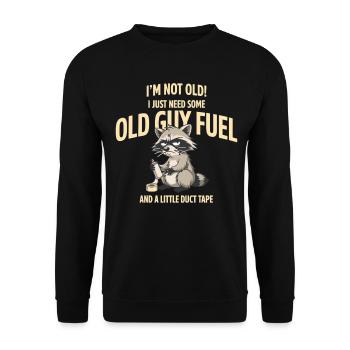 Grumpy Raccoon Old Guy Fuel Tee - Unisex Sweatshirt - black - Front - Alina (178cm) & Michal (187cm)