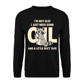 Waschbär nicht altes Klebeband-Tee - Unisex Pullover - Schwarz - Vorne - Alina (178cm) & Michal (187cm)