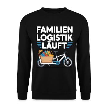 Familienlogistik Läuft Lastenrad - Unisex Pullover - Schwarz - Vorne - Alina (178cm) & Michal (187cm)