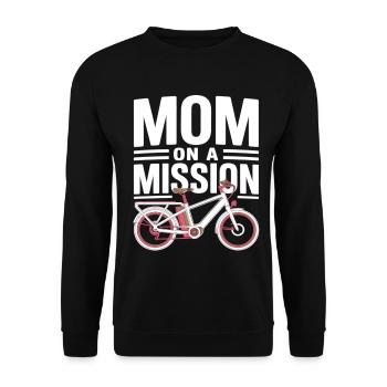 Mom On A Mission Fahrrad Mama - Unisex Pullover - Schwarz - Vorne - Alina (178cm) & Michal (187cm)