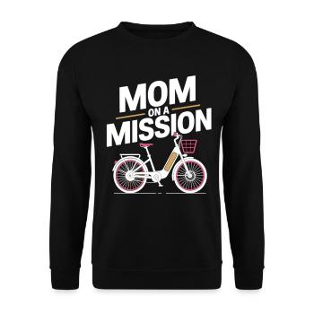 Mom On A Mission Fahrrad Mama - Unisex Pullover - Schwarz - Vorne - Alina (178cm) & Michal (187cm)