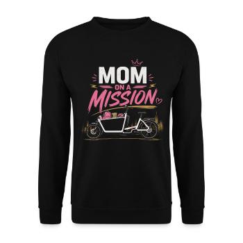 Mom On A Mission Fahrrad Mama - Unisex Pullover - Schwarz - Vorne - Alina (178cm) & Michal (187cm)