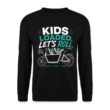 Kids Loaded Lets Roll Lastenrad - Unisex Pullover - Schwarz - Vorne - Alina (178cm) & Michal (187cm)