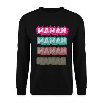 Maman Vintage Coloré – Design Pop Rétro pour Mère - Sweat-shirt Unisexe - noir - Devant - Alina (178cm) & Michal (187cm)