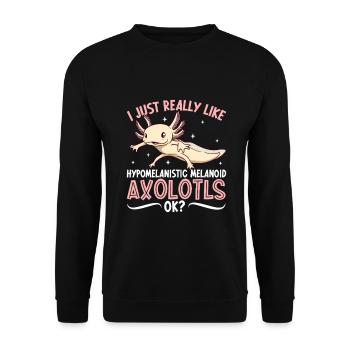 I love my Harlequin Axolotl - Unisex Sweatshirt - black - Front - Alina (178cm) & Michal (187cm)