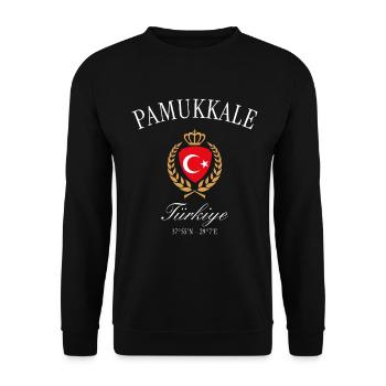 Pamukkale Türkei Wappen Krone – Reise Souvenir - Unisex Pullover - Schwarz - Vorne - Alina (178cm) & Michal (187cm)