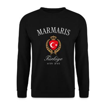 Marmaris Türkei Wappen Krone – Reise Souvenir - Unisex Pullover - Schwarz - Vorne - Alina (178cm) & Michal (187cm)