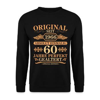 Original seit 1966 Baujahr 60. Geburtstag - Unisex Pullover - Schwarz - Vorne - Alina (178cm) & Michal (187cm)