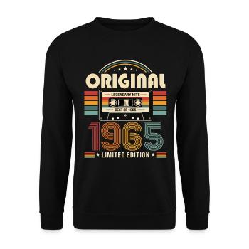 61e anniversaire Gift Man cassette Best of 1965 - Sweat-shirt Unisexe - noir - Devant - Alina (178cm) & Michal (187cm)