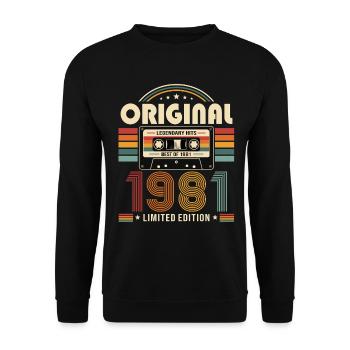 45e anniversaire Gift Man cassette Best of 1981 - Sweat-shirt Unisexe - noir - Devant - Alina (178cm) & Michal (187cm)