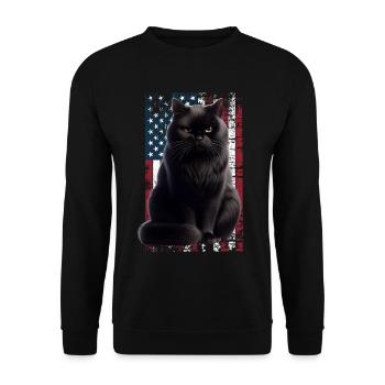 Grumpy Black Cat US Schwarze Katze - Unisex Pullover - Schwarz - Vorne - Alina (178cm) & Michal (187cm)