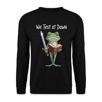 Frog Knight Reading at Dawn - Unisex Sweatshirt - black - Front - Alina (178cm) & Michal (187cm)