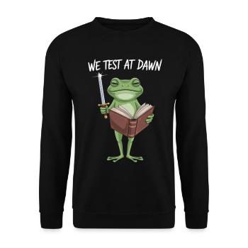 We Test at Dawn Frog Knight - Unisex Sweatshirt - black - Front - Alina (178cm) & Michal (187cm)