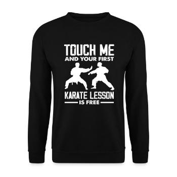 Premier cours de karaté gratuit Déclaration drôle - Sweat-shirt Unisexe - noir - Devant - Alina (178cm) & Michal (187cm)