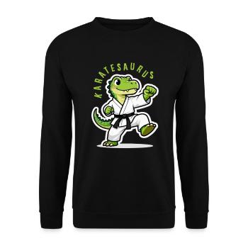 Karaté Karate Dinosaure T-Rex Karatesaurus - Sweat-shirt Unisexe - noir - Devant - Alina (178cm) & Michal (187cm)