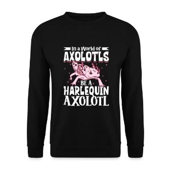 Be a Harlequin Axolotl - Unisex Sweatshirt - black - Front - Alina (178cm) & Michal (187cm)