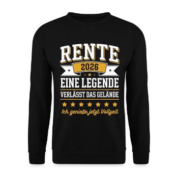 Rentnerin Rentner Pension Pensionierung Rente 2026 - Unisex Pullover - Schwarz - Vorne - Alina (178cm) & Michal (187cm)
