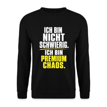 Premium Chaos – Nicht Schwer - Unisex Pullover - Schwarz - Vorne - Alina (178cm) & Michal (187cm)