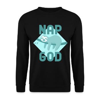 Nap God Sloth – Teen Chill Vibes - Unisex Sweatshirt - black - Front - Alina (178cm) & Michal (187cm)