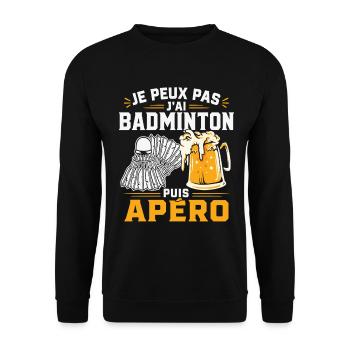Je Peux Pas J’Ai Badminton Puis Apéro - Sweat-shirt Unisexe - noir - Devant - Alina (178cm) & Michal (187cm)