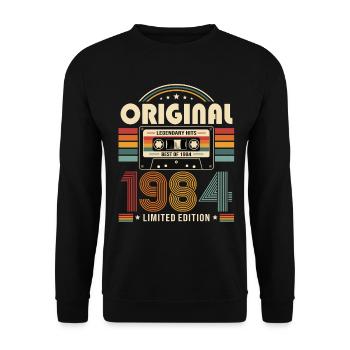 42e anniversaire Gift Man Cassette Best of 1984 - Sweat-shirt Unisexe - noir - Devant - Alina (178cm) & Michal (187cm)
