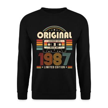 Cassette cadeau de mariage pour le 39e anniversaire Meilleur de 1987 - Sweat-shirt Unisexe - noir - Devant - Alina (178cm) & Michal (187cm)