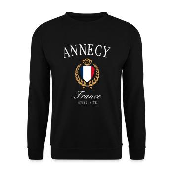 La Rochelle Frankreich Wappen Krone Reise Souvenir - Unisex Pullover - Schwarz - Vorne - Alina (178cm) & Michal (187cm)