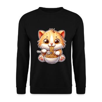 Kitten Spaghetti Pasta - Unisex Sweatshirt - black - Front - Alina (178cm) & Michal (187cm)