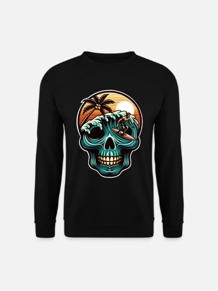 Surfing Skull - Unisex Sweatshirt - black