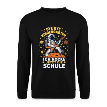 Schulanfang Astronaut Rocke Schule Shirt - Unisex Pullover - Schwarz - Vorne - Alina (178cm) & Michal (187cm)