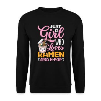 Girl Loves Ramen And K Pop - Unisex Sweatshirt - black - Front - Alina (178cm) & Michal (187cm)