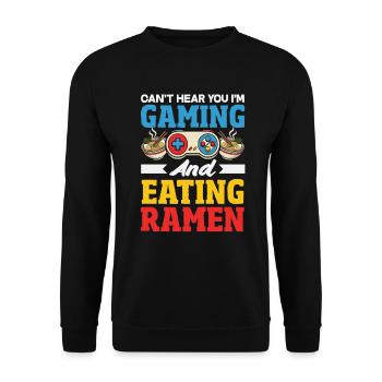 Gaming And Ramen Eating Gamer Noodles - Unisex Sweatshirt - black - Front - Alina (178cm) & Michal (187cm)