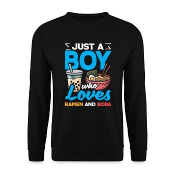 Boy Loves Ramen And Boba Anime Style - Unisex Sweatshirt - black - Front - Alina (178cm) & Michal (187cm)