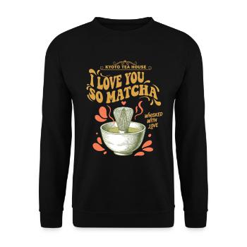 Kyoto, ich liebe dich so Matcha, geschlagen von Liebe - Unisex Pullover - Schwarz - Vorne - Alina (178cm) & Michal (187cm)
