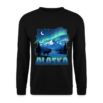 Alaska Lights Aurore borealis Observation de l’Alaskan - Sweat-shirt Unisexe - noir - Devant - Alina (178cm) & Michal (187cm)