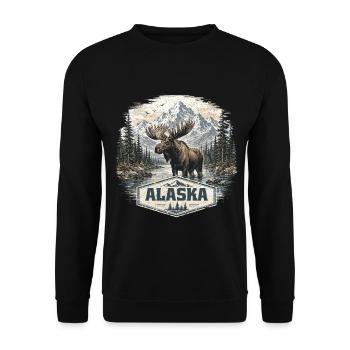 L’orignal d’Alaska Adore l’Alaska - Sweat-shirt Unisexe - noir - Devant - Alina (178cm) & Michal (187cm)